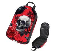 VAPOKF Borsa organizer da viaggio per utensili da campeggio, teschio morto, corvo, rose su sfondo rosso, per utensili da cucina, accessori da cucina, custodia per barbecue all'aperto, solo borsa