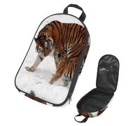 VAPOKF Borsa organizer da viaggio per utensili da campeggio, tigre madre e bambino cammina sulla neve, borsa per utensili da cucina, accessori da cucina, custodia per barbecue all'aperto, solo borsa