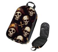 VAPOKF Borsa organizer per utensili da campeggio, con teschi pirati e ossa, per utensili da cucina, accessori da cucina, per barbecue all'aperto, solo borsa
