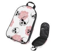 VAPOKF Borsa organizer per utensili da campeggio, gotico teschio umano e rose rosa, borsa portaoggetti per utensili da cucina, accessori da cucina, custodia per barbecue all'aperto, solo borsa