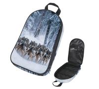 VAPOKF Borsa organizer per utensili da campeggio, gruppo di lupi sulla neve, borsa per utensili da cucina, accessori da cucina, custodia per barbecue all'aperto, solo borsa