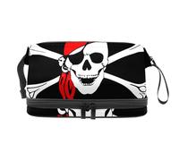 VAPOKF Borsa per cosmetici vintage in legno a forma di barca a vela con stella marina su immagine in legno, per donne e ragazze, borsa da viaggio per trucchi pratica borsa organizer con scomparto per