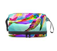VAPOKF Borsa per cosmetici vintage in legno a forma di barca a vela con stella marina su immagine in legno, per donne e ragazze, borsa da viaggio per trucchi pratica borsa organizer con scomparto per
