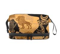 VAPOKF Borsa per cosmetici vintage in legno a forma di barca a vela con stella marina su immagine in legno, per donne e ragazze, borsa da viaggio per trucchi pratica borsa organizer con scomparto per