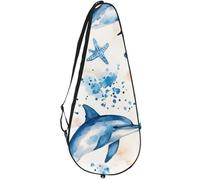 VAPOKF Borsa per racchetta da tennis, motivo: delfini, stelle marine, coralli, custodia per racchette, custodia per racchette, può contenere fino a 2 racchette