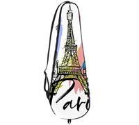 VAPOKF Borsa per racchette da badminton, borsa per racchette da badminton, custodia per 2 racchette, Torre Eiffel di Parigi e edifici cittadini