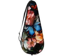 VAPOKF Borsa per racchette da tennis, con fiori di ibisco, peonia, farfalla, peonia, custodia per racchette, può contenere fino a 2 racchette