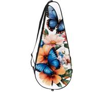 VAPOKF Borsa per racchette da tennis, con fiori di orchidea e farfalle su peonia, custodia per racchette da tennis, custodia per racchette, può contenere fino a 2 racchette