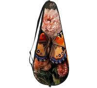 VAPOKF Borsa per racchette da tennis, con motivo a farfalle, colore: rosa lavanda, con peonia bianca, custodia per racchette da tennis, può contenere fino a 2 racchette