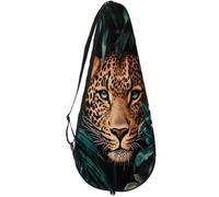 VAPOKF Borsa per racchette da tennis, motivo leopardato con foglie tropicali, custodia per racchette da tennis, custodia per racchette da tennis, può contenere fino a 2 racchette
