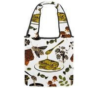VAPOKF Borsa tote in tela a nido d'ape con pane con miele e ape, borse a tracolla da donna, grande borsa da trasporto riutilizzabile, borsa a tracolla per scuola, lavoro, ufficio, viaggi, shopping