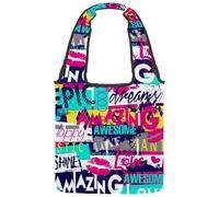 VAPOKF Borsa tote in tela colorata con parole incredibili, borse a tracolla da donna, grande borsa da trasporto riutilizzabile borsa a tracolla per scuola, lavoro, ufficio, viaggi, shopping, casual