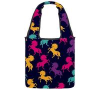 VAPOKF Borsa tote in tela colorata con unicorno e cavallo, borse a tracolla da donna, grande borsa da trasporto riutilizzabile borsa a tracolla per scuola, lavoro, ufficio, viaggi, shopping, casual