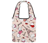 VAPOKF Borsa tote in tela con cane carlino e torre, borse a tracolla da donna, grande borsa da trasporto riutilizzabile borsa a tracolla per scuola, lavoro, ufficio, viaggi, shopping, casual
