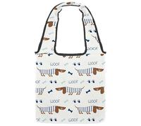 VAPOKF Borsa tote in tela con cani e ossa bassotto, borse a tracolla da donna, grande borsa da trasporto riutilizzabile, borsa a tracolla per scuola, lavoro, ufficio, viaggi, shopping, casual