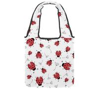 VAPOKF Borsa tote in tela con coccinelle su sfondo bianco, borsa a tracolla da donna, grande borsa da trasporto riutilizzabile, borsa a tracolla per scuola, lavoro, ufficio, viaggi, shopping, casual