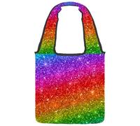 VAPOKF Borsa tote in tela con glitter arcobaleno sfumato, borse a tracolla da donna, grande borsa da trasporto riutilizzabile borsa a tracolla per scuola, lavoro, ufficio, viaggi, shopping, casual