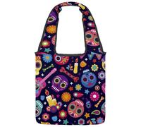VAPOKF Borsa tote in tela con motivo colorato del giorno dei morti, borse a tracolla da donna, grande borsa da trasporto riutilizzabile borsa a tracolla per scuola, lavoro, ufficio, viaggi, shopping
