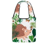 VAPOKF Borsa tote in tela con riccio che gioca con farfalla nella foresta, borsa a tracolla da donna, grande borsa a tracolla riutilizzabile per scuola, lavoro, ufficio, viaggi, shopping, casual