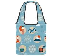 VAPOKF Borsa tote in tela con simboli della cultura della tradizione giapponese, borse a tracolla da donna, grande borsa da trasporto riutilizzabile, borsa a tracolla per scuola, lavoro, ufficio