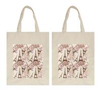 VAPOKF Borsa tote in tela, riutilizzabile, borsa per la spesa ecologica, borsa a tracolla per shopping, lavoro, scuola, viaggi, casual tutti i giorni, Torre Eiffel di Parigi con fiore, Multi,