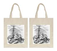 VAPOKF Borsa tote in tela, riutilizzabile, borsa per la spesa ecologica, borsa a tracolla per shopping, lavoro, scuola, viaggi, casual, quotidiano, faro nella tempesta, Multi, 14x17.5in/35.5x44.5cm