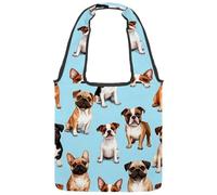 VAPOKF Bulldogs and Jack Russell Terrier, borsa a tracolla da donna, grande, riutilizzabile, borsa a tracolla per scuola, lavoro, ufficio, viaggi, shopping, casual