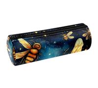 VAPOKF Bumble Bees on Starry Sky - Astuccio in pelle PU per penne, matite, monete, cosmetici, per studenti, cancelleria, scuola, lavoro, ufficio, Multi, 20x6.3cm/7.9x2.5in, Astucci per matite