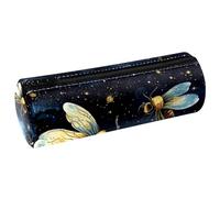 VAPOKF Bumble Bees on Starry Sky - Astuccio in pelle PU per penne, matite, monete, cosmetici, per studenti, cancelleria, scuola, lavoro, ufficio, Multi, 20x6.3cm/7.9x2.5in, Astucci per matite