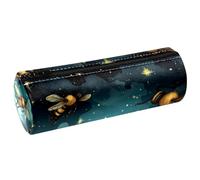 VAPOKF Bumble Bees on Starry Sky - Astuccio in pelle PU per penne, matite, monete, cosmetici, per studenti, cancelleria, scuola, lavoro, ufficio, Multi, 20x6.3cm/7.9x2.5in, Astucci per matite