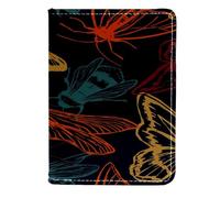 VAPOKF Butterfliy - Custodia per passaporto con libellula, falene e api, in pelle, 11,5 x 16,5 cm, Multi, 11.5x16.5cm/4.5x6.5 in, Vintage