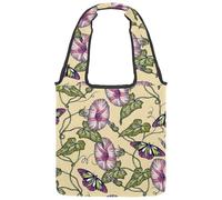VAPOKF Butterfly on Morning Glory Plant Canvas Tote Bags Borse a tracolla da donna, grande borsa riutilizzabile per il trasporto borsa a tracolla per scuola, lavoro, ufficio, viaggi, shopping, casual