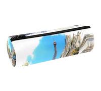 VAPOKF Café Under The Eiffel Tower - Astuccio in pelle per penne, matite, monete, cosmetici, articoli di cancelleria per studenti, scuola, ufficio