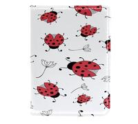 VAPOKF Coccinelle su sfondo bianco porta passaporto portafoglio da viaggio in pelle custodia per carte di credito, 11,5 x 16,5 cm, Multi, 11.5x16.5cm/4.5x6.5 in, Vintage