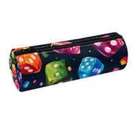 VAPOKF Colorato irregolari dadi in pelle barile penna matita caso portamonete cosmetico borsa per il trucco per studenti cancelleria scuola ufficio stoccaggio, Multi, 20x6.3cm/7.9x2.5in, Astuccio per