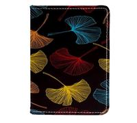 VAPOKF Colorful Gingko Biloba Leave on Nero Porta Passaporto Viaggio Portafoglio in Pelle Custodia per Carte 11.5x16.5cm, Multi, 11.5x16.5cm/4.5x6.5 in, Vintage