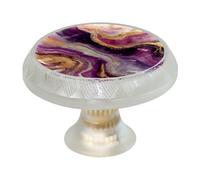 VAPOKF Confezione da 4 pomelli in marmo viola oro, pomelli rotondi trasparenti per cassetti da 35 mm, per porte della cucina, armadietti da cucina, mobili, con viti di 2 dimensioni