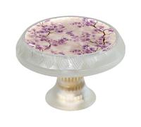 VAPOKF Confezione da 4 pomelli rotondi trasparenti per porte di cucina, armadietti da cucina, mobili da cucina, con viti di 2 dimensioni, motivo floreale, colore viola, 35 mm