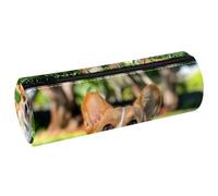 VAPOKF Corgi, astuccio per matite con stampa sul prato, in pelle PU, per studenti, cancelleria, trousse per trucchi per donne, ragazze, ragazzi, bambini, scuola e ufficio, Multi, 20x6.3x6.3 CM