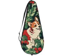 VAPOKF Corgi Dogs - Borsa per racchette da tennis, motivo: foglie di bacche rosse, custodia per racchette da tennis, può contenere fino a 2 racchette