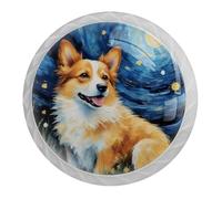 VAPOKF Corgi, pomelli per armadietti con cielo stellato, pomelli di alta qualità per porte e cassetti, maniglie rotonde bianche con viti, per mobili da cucina e camera da letto, confezione da 4