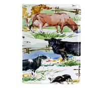 VAPOKF Country Farm Animal mucche e vitelli porta passaporto portafoglio da viaggio in pelle custodia per carte di credito, 11,5 x 16,5 cm, Multi, 11.5x16.5cm/4.5x6.5 in, Vintage