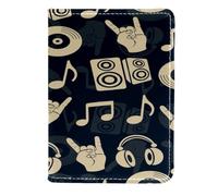 VAPOKF Custodia a portafoglio in pelle con note musicali per cuffie, disco audio, CD, passaporto, 11,5 x 16,5 cm, Multi, 11.5x16.5cm/4.5x6.5 in, Vintage