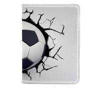 VAPOKF Custodia per carte di credito in pelle con motivo calcio che vola attraverso le crepe del muro, 11,5 x 16,5 cm, Multi, 11.5x16.5cm/4.5x6.5 in, Vintage