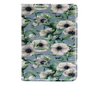 VAPOKF Custodia per passaporto con anemone e foglie, in pelle, 11,5 x 16,5 cm, Multi, 11.5x16.5cm/4.5x6.5 in, Vintage