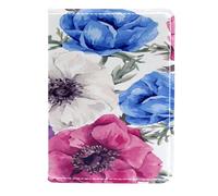 VAPOKF Custodia per passaporto con anemoni in fiore e fiori da viaggio, in pelle, 11,5 x 16,5 cm, Multi, 11.5x16.5cm/4.5x6.5 in, Vintage