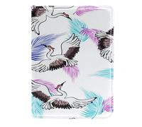 VAPOKF Custodia per passaporto con cigno e foglie di palma, in pelle, 11,5 x 16,5 cm, Multi, 11.5x16.5cm/4.5x6.5 in, Vintage