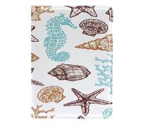 VAPOKF Custodia per passaporto con conchiglie, cavalluccio marino, stelle marine e coralli, portafoglio da viaggio in pelle, 11,5 x 16,5 cm, Multi, 11.5x16.5cm/4.5x6.5 in, Vintage