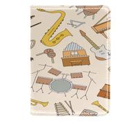 VAPOKF Custodia per passaporto con corde per chitarra, batteria, pianoforte, sassofono, da viaggio, in pelle, 11,5 x 16,5 cm, Multi, 11.5x16.5cm/4.5x6.5 in, Vintage