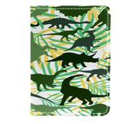 VAPOKF Custodia per passaporto con dinosauro giurassico verde tropicale congedo da viaggio in pelle custodia per carte di credito, 11,5 x 16,5 cm, Multi, 11.5x16.5cm/4.5x6.5 in, Vintage